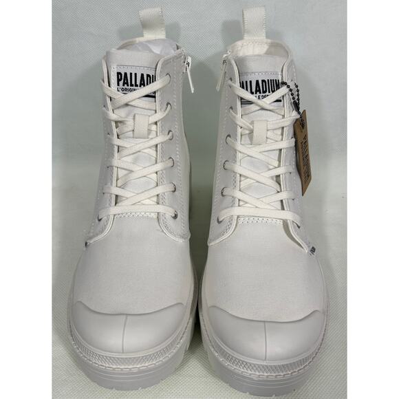 Palladium White Canvas Platform Boots with Zipper | Size 9.5 - Picture 3 of 6
